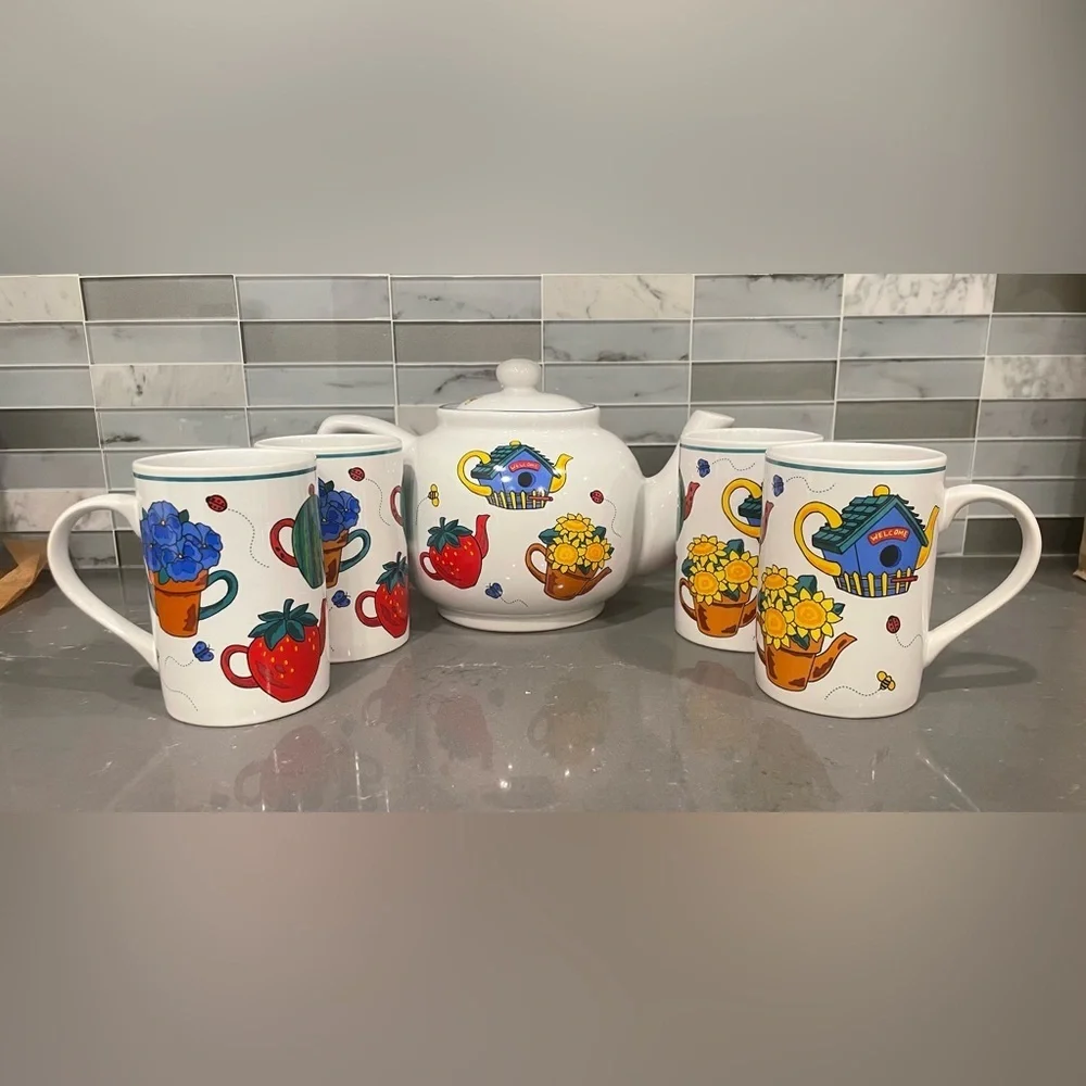 Vintage Garden Tea Party Set from Signature Floral Stoneware